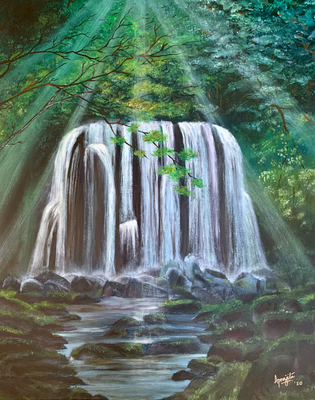 Waterfall and Sun rays 